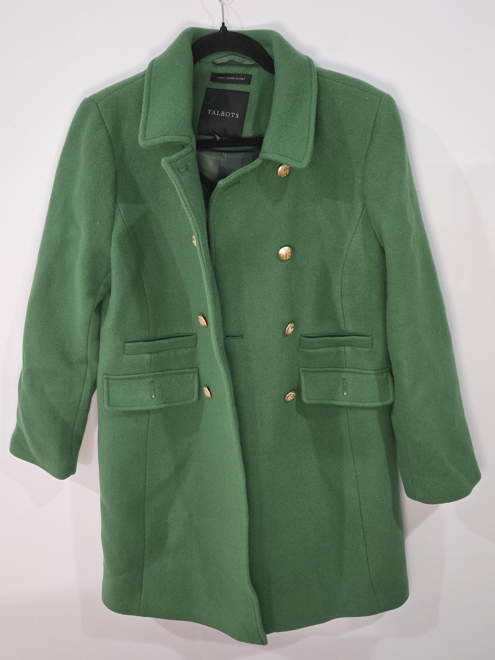 Talbots Sz 8 Emerald Green Wool Pea Coat